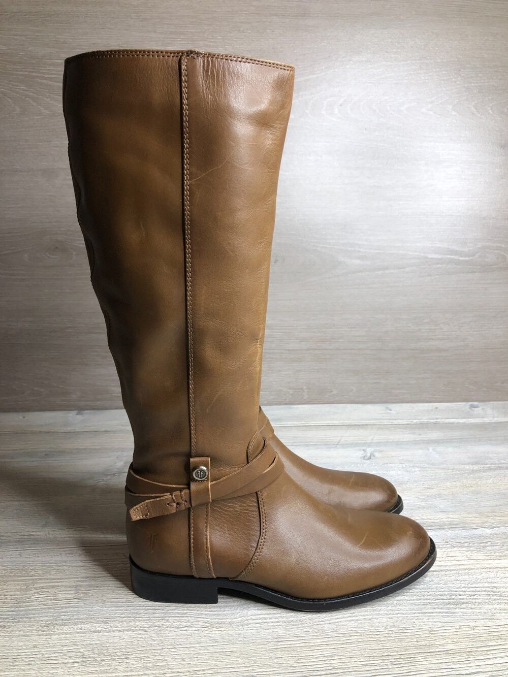Frye Melissa Women’s Brown Leather Riding Boots Zip Size 6 B